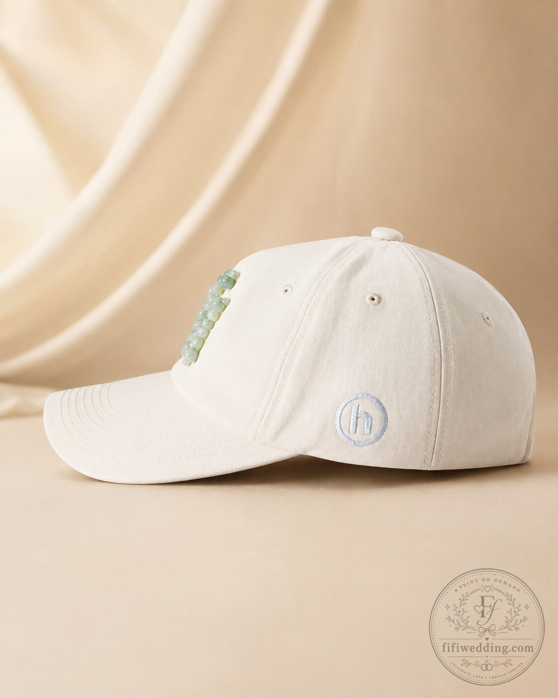 Luxury NY New York Beige Baseball Cap - Green Jade Beaded Logo Dad Hat 4 Luxury NY New York Beige Baseball Cap - Green Jade Beaded Logo Dad Hat premium quality collectible or lifestyle product for everyday use