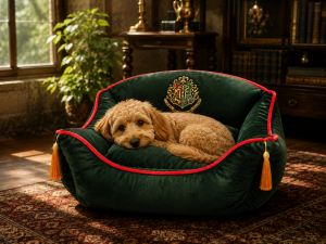 Harry Potter Hogwarts Crest Luxury Velvet Pet Bed 3 Harry Potter Hogwarts Crest Luxury Velvet Pet Bed