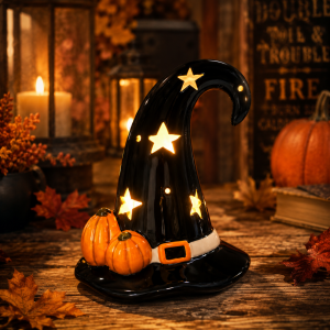 Halloween Black Witch Hat Candle Cover Lantern