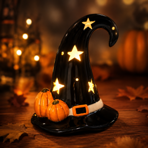 Halloween Black Witch Hat Candle Cover Lantern