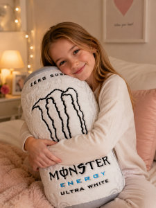 Monster Energy Ultra White Can Shaped Plush Pillow