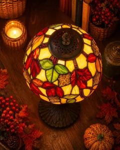 Autumn Maple Leaf Tiffany Style Table Lamp 5 Autumn Maple Leaf Tiffany Style Table Lamp