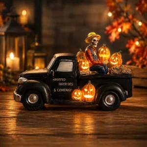 LED Lit Haunted Hayrides Halloween Pickup Truck
