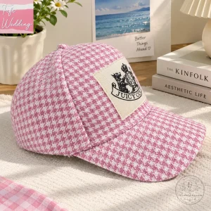 NewJeans Danielle Pink Houndstooth Baseball Cap