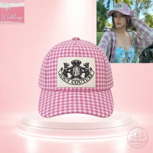 NewJeans Danielle Pink Houndstooth Baseball Cap